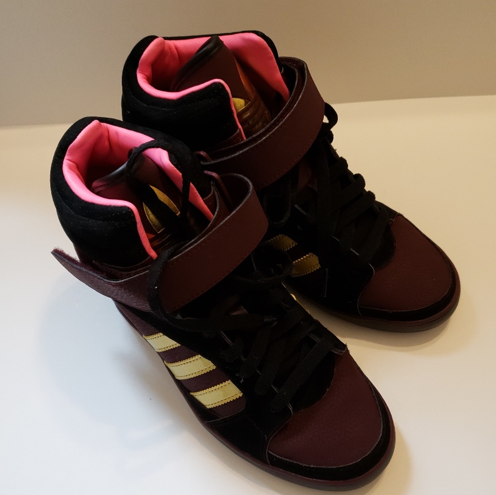 ADIDAS Womens High Top Wedge Heel Sneakers